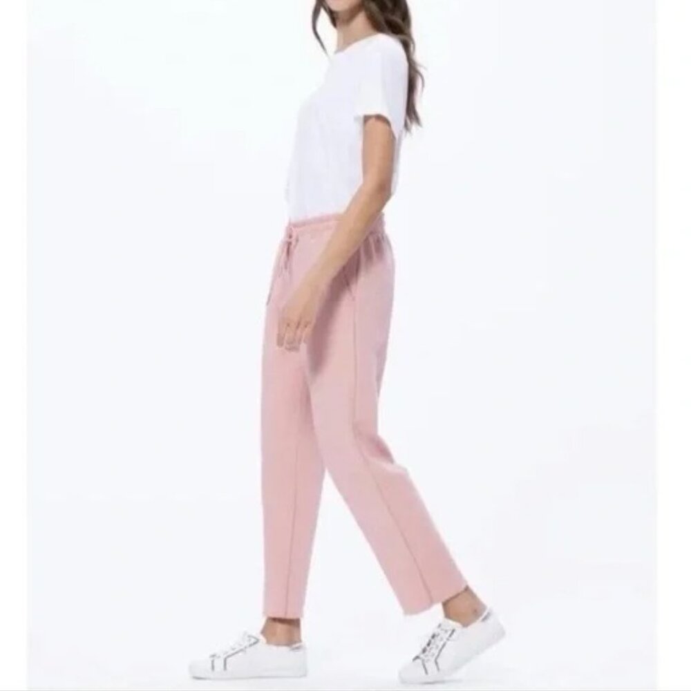 PAIGE Pink Cozy Terry Cloth Drawstring Cropped Casual Sweat Pants LARGE NWT
